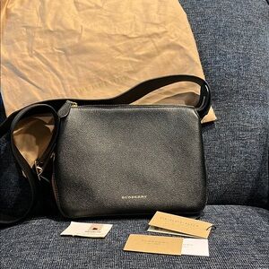 Burberry Black Leather Crossbody Helmsley Bag